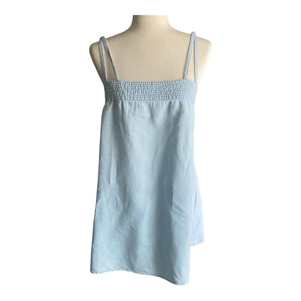 ZARA-BLUE CHAMBRAY MINI DRESS-SIZE LARGE